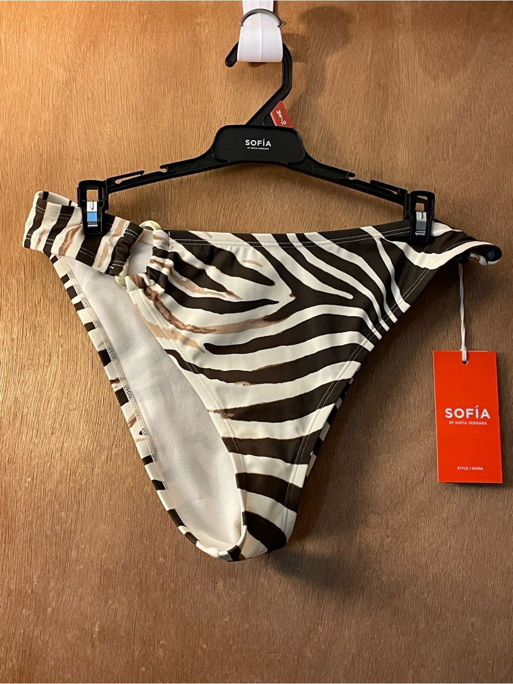 sofia by sofia vergara Zebra Print Bikini Bottoms in White and Brown